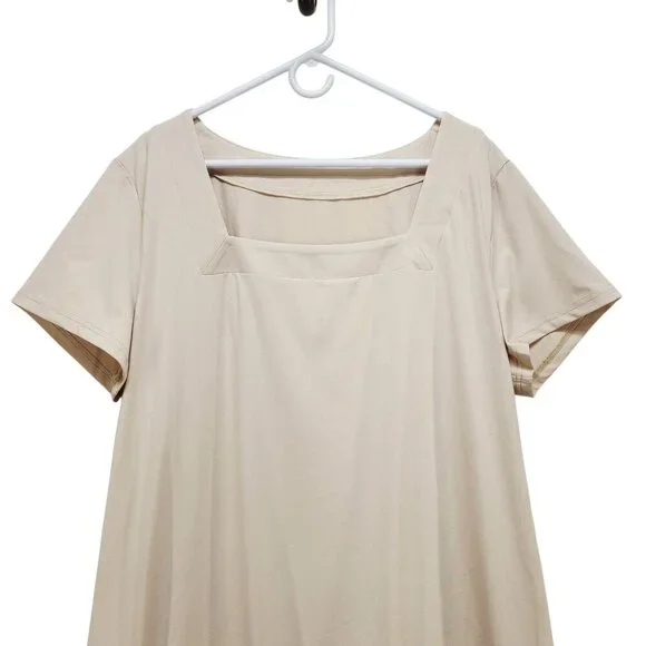 Elegant Cream Short Sleeve Dress - Picture 4 of 8